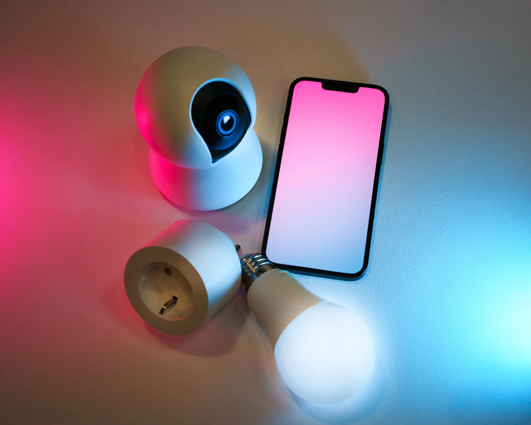Connected smart-home devices controlled from a mobile phone